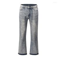 Jeans masculinos acampanado relajado campana estirada inferior comodidad jeans retro de pierna retro jeans1