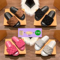 With box slipper Pool Pillow flat Comfort Embossed Mules des...