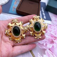 Vite clip-on Back esagerato orecchini a clip gemme verde accessori di lusso di lusso