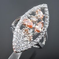 Anelli per matrimoni per donne Gioielli placcati in argento Champagne Zirconia Austria Crystal Engagement Ring ED0201Wedding