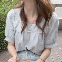 Compre al por mayor Blusa A Cuadros Manga Corta Moda Mujer de bajo precio \u0026  de calidad con envío gratuito | Es.DHgate