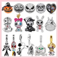925 Silver Charm Beads Dangle Color Nightmare Bunny Charms Skull Skeleton Bead Fit Pandora Charms Bracelet DIY Jewelry Accessories