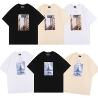 2022FW High Street INS Tide Brand Kith Men's T-shirts Classic Tower High-Rise Print Tee Men and Women Loose Couple T-shirt Round Neck Short-sleeved Tops