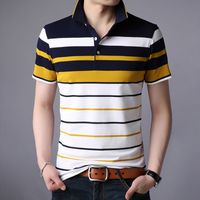 Camisa pólo listrada clássica masculina de algodão curto verão plus m-xxxxx 220525