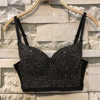 Stage Wear Beyonce Black Rhinestone Bra For Women Pole Dance Clothing Nightclub Rave Top European American Music Featival Outfit B285R
