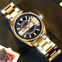 Curren Men Watch Band de acero inoxidable Relojes de pulsera de cuarzo de lujo para diseño creativo masculino reloj dorado con luminoso
