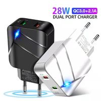 USB Charger Quick Charge 3.0 2 Port QC3.0 Fast Charging For iPhone Samsung Xiaomi Huawei Tablet Smart Phone LED Lighting Adapter