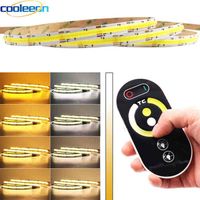 Bicolor CCT COB Strip LED Light Bar with Dimmer 24V 12V FOB Soft Flexible COB Tape Yellow Cool White 2700-6500K Dimmable W220311251T