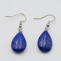 Dangle & Chandelier Tear Water Drop Purple Crystal Opal Lazuli Beads Hook Natural Stone Pendant Earrings Handmade Women Jewelry