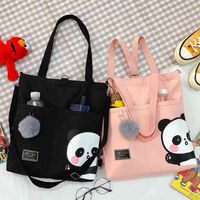 Women's Shoulder Bags Canvas Handbags 2021 Girls Shopper Purses Fashion Casual Cartoon Panda Print Large Capacity Crossbody