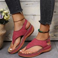 Summer Women Strap Sandal's Flats abiertos de la dedo del pie sólido Roma cuñas tang sandalias sexy damas zapatos 220602