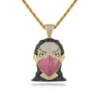 Pendant Necklaces Crystal Zircon Masked Goon Necklace & Shiny Out Man With Chain Choker Hip Hop Jewelry For Men