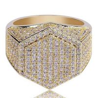 With Side Stones Mens Ring Iced Out 3A Rhinestones Rings Sumptuous Jewlry Gold Silver Fashion Jewelry Whole Hip Hop287m