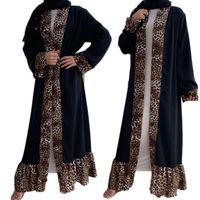Ethnic Clothing Muslim Abaya Leopard Printed Patchwork Women...