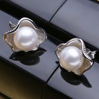 Fenasy authentique Natural Ewater Pearl Orees Boucles Vintage Shell Design Stud for Women 925 Sterling Silver Jewelry 220718