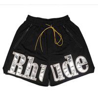 RH Sports Shorts Rhude Mesh Patchwork Embroidered Letters Men's Summer Breathable Basketball Multi Pocket Popular Short 5ZIG