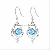 Dangle Chandelier Earrings Jewelry Blue Topaz Crystal Zircon Diamonds Gemstones Drop For Women White Gold Sier Color Brincos Delivery 2021