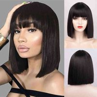 NXY I's a Wig Synthetic Short Straight Black with Bang Bob for Women Pink Red Purple Brown Coplay Hair Daily Ue 220622
