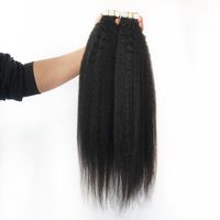 Kinky Straight Mongolian Remy Human Hair Skin Wefts Natural Color Tape In Remy Hairs Extension