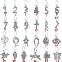Charms Pan Beads Digital Cross Heart Clover Style String Diy Colgante 925 Sterling Silver Bronze PendencyCharms
