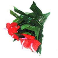 Dekorative Blumen Kränze 1Bunch künstliche Blume gefälschte Anthurium Bouquet Grüne Radieschen Hochzeitsarrangement Weihnachten Home Dekoration