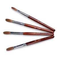 100% Kolinsky Sable Nail Brush UV Acrylic Brush Carving Pen Liquid Powder DIY Flat Round Red Wood Nail Drawing263M
