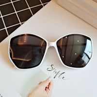 Sunglasses Black Frame Women' s Polygonal Retro Large Ant...