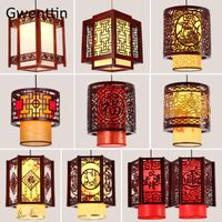 Lâmpadas pendentes de estilo chinês Luzes de madeira antigas restaurante sala de jantar lâmpada luminária LED LUDE
