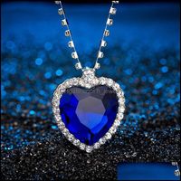 Collares colgantes colgantes joyas que venden collar titánico El corazón de la cadena de cristal de diamantes oceánicos lujo para la entrega de gotas de las mujeres 202
