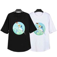 Palm 2022 Street Fashion Angels Tide Brand Tree Pa красавица Морские рыбы птицы с напечатанной круглой шеей с коротким рукавом мужская футболка для женской пары