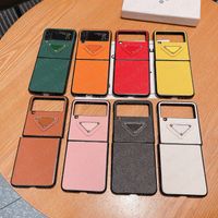 مثلث المثلث الفاخرة ، حالات الهاتف الخليوي الجلود لـ Samsung Z Flip 1 2 3 fold Series11 fold3 fold3 Fashion Protection Shell Case iPhone 13 12 Mini 11 Pro Max XS XR 8 7 Plus