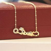 Leopard Designer Necklace Chain Fashion Jewelry Silver Rose Gold High Quality Diamond Pattern Steel Animal Design Luxury Jewellery264w