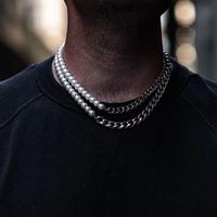 Catene mezze cubane chian collana uomini in acciaio inossidabile imitazione in acciaio perle per gioielli