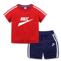 Summer Sports Suit Children Clothes Sets Short Sleeve T-shirts Solid Elastic Waist Shorts Sets 2PCS Baby Clothing Outfits
