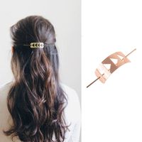 New Metal Rectangular Triangle Hollow Brushed Hairpin Women's Simple Ponytail Hairpin Foreign Hair Accessories Contains three