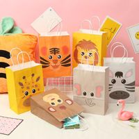Gift Wrap 6/12 Stks Happy Birthday Party Cartoon Jungle Dieren Tiger Theme Papieren Bag met Handgrepen Baby Shower Verpakking Tassen