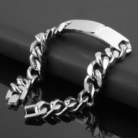 Jewelry Men ID Bracelet Cuban links & chains Polished Silver Color Stainless Steel Bracelet for Bangle Male Accessory Whole355D