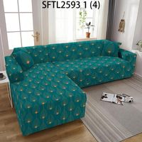 Cubiertas de silla con la cubierta del sofá del estiramiento geométrico negro para el anillo SHEZLONG L necesita comprar 2 camas Cojines