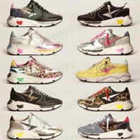 Итальянский бренд бренд, изящные золотые туфли для дизайнера Do Old Dirty Sneakers со средней слайд-звездой Leopard Sude, смешанная кожаная граффити, повседневная обувь с мужчинами, женщинами 35-46