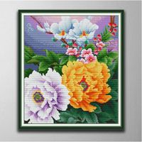 Blooming Flower Diy Cross Stitch Bordado Ferramentas de bordado de bordado impressão contada na tela DMC 14ct 11ct pano