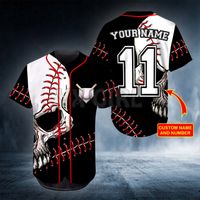 Skull de cabeça personalizada seu nome de camisa da camisa de beisebol amor presente 3d Men S Casual S Hip Hop Tops 220712