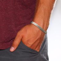 Pulseira de corrente de foxtail de aço inoxidável elegante aço inoxidável para homens Bracelets de corrente de ligação dupla jóias masculinas 8,26 polegadas267h