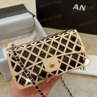 5A Designer Bags Women Design Hollow Metal and Leather Dinner Bag Chain Cross Body