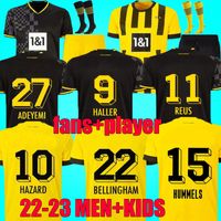 Joueur des fans Dortmund Haller Reus Soccer Jersey 2022 2023 Bellingham Reyna Brandt Emre Can Malen Schlotterbeck Adeyemi Sule 22 23 Shirts de foot