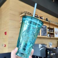 400- 500ML Starbucks Green Glass straw Mugs Mermaid logo heat...