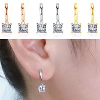 Dangle & Chandelier Pure Silver 925 Hoops Earrings For Lady Drop Accessories On Ear Trendy Crystal Square Rose Gold Women Jewelry Christmas