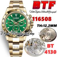 BTF Better Factory bt116508 Mens Watch Cal.4130 SA4130 Chronograph Automatic TH 12.2mm Green Dial Stick Markers 904L Oystersteel 18K Gold Bracelet Eternity Watches