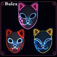 Partymasken Bulex Halloween LED Glühende Katzengesichtsmaske für Frauen Dämon Slayer kalte Licht Maskerade Cosplay Propsparty Partyparty