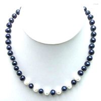 Chokers Qingmos Ronda de 6-7 mm Natural de agua dulce de agua dulce Collar de perlas para mujeres con colgante blanco de 17 "Joyas