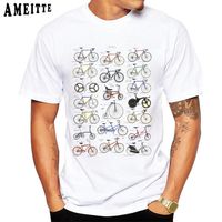 Vintage Collection Of Bicycles T-Shirt Fashion Men Short Sleeve Old Bikes Print White Casual Tops Hip Hop Boy Tee shirt K29302G